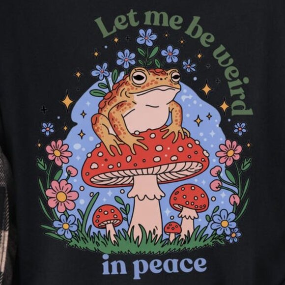 Weird Frog T-Shirt, Cottagecore Mushroom Graphic Tee - Picture 2 of 4